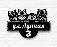 Табличка на дом «Забавные совы» (металл, модель №60)